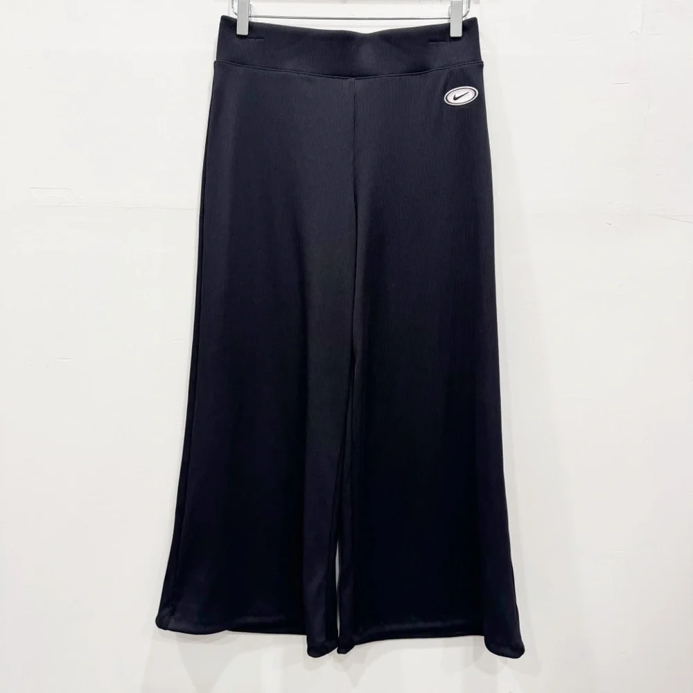 Nike Ribbed Black Wide Flare Leg Pants Medium